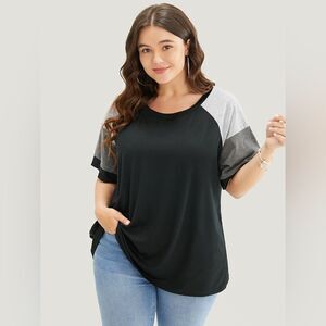 Bloomchic Colourblock Short Sleeve Top Black